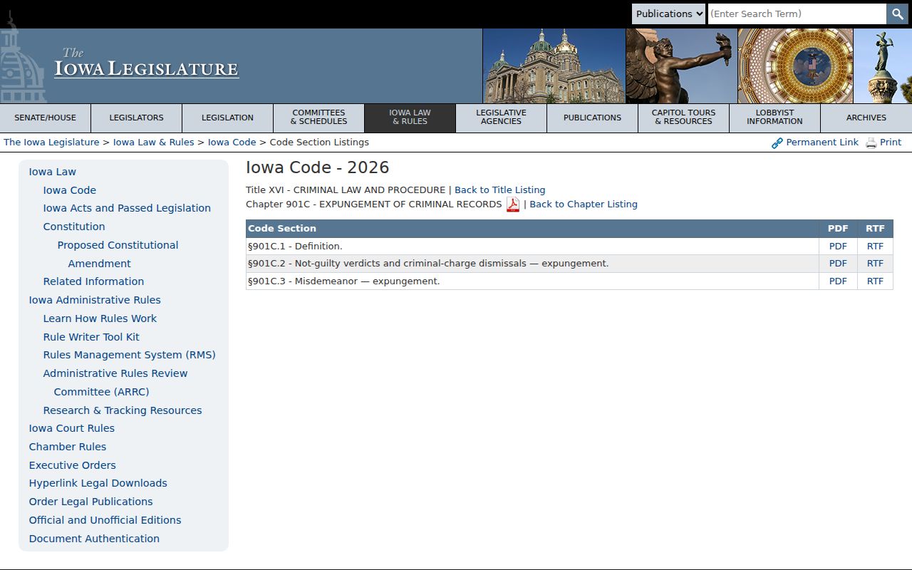 Iowa expungement law for an Eddyville criminal record in the correct case county