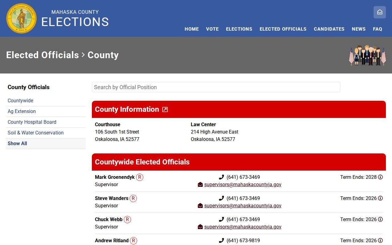 Mahaska County criminal history official county contacts