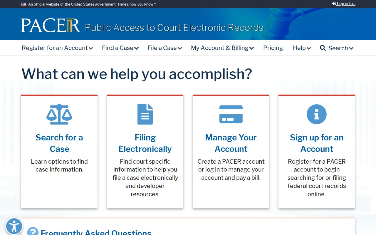 New Sharon criminal records federal docket search through PACER