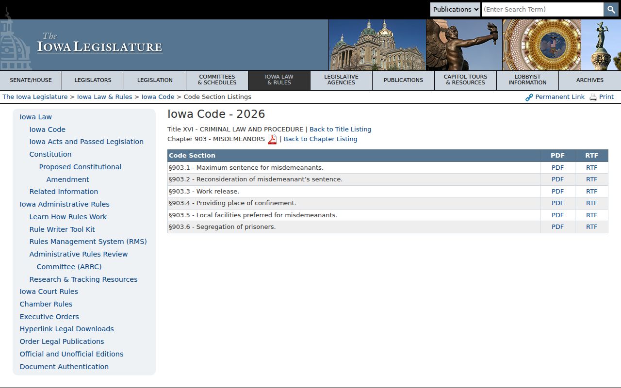 New Sharon criminal records and current Iowa misdemeanor sentencing law